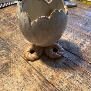 Unique Vintage Ceramic Egg-Shaped Planter